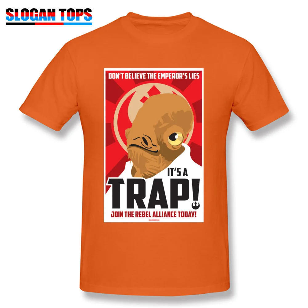 Orange Звездные войны, футболка для мужчин, забавная футболка, Admiral Ackbar Its A Trap, топы, постеры, футболки, хлопок, Мужская одежда, присоединяйтесь к Rebel Alliance - Цвет: Orange