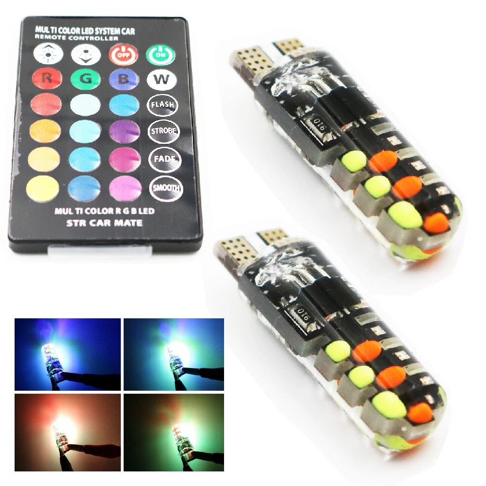 Универсальные Автомобильные светодиодные лампы YSY W5W T10 RGB COB 12SMD габаритные огни