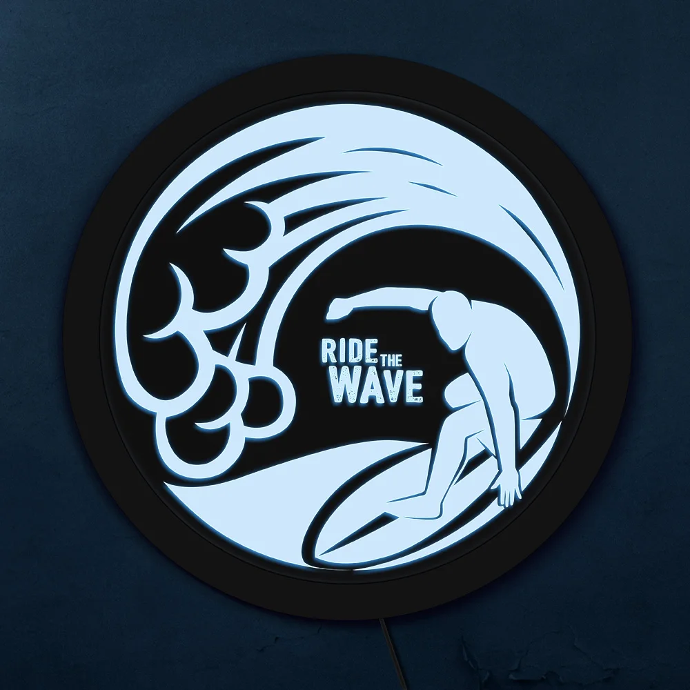 Езда на волне серфинг многоцветное светодиодное освещение настенное искусство