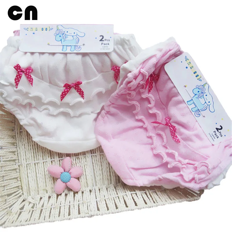 

2 piece/lot Baby Clothing cotton Wood ear Bow Pink and white Girl Underwear 0-2 years old Newborn baby girl shorts Underwear