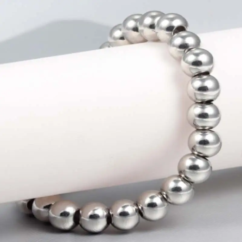Простой стиль титановые Стальные Бусины браслет для мужчин новинка 2017 из