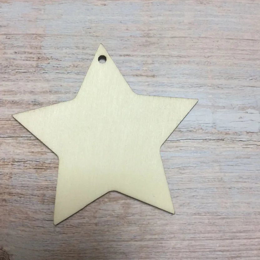 

set of 50pcs natural wood star hanging custom wood crafts