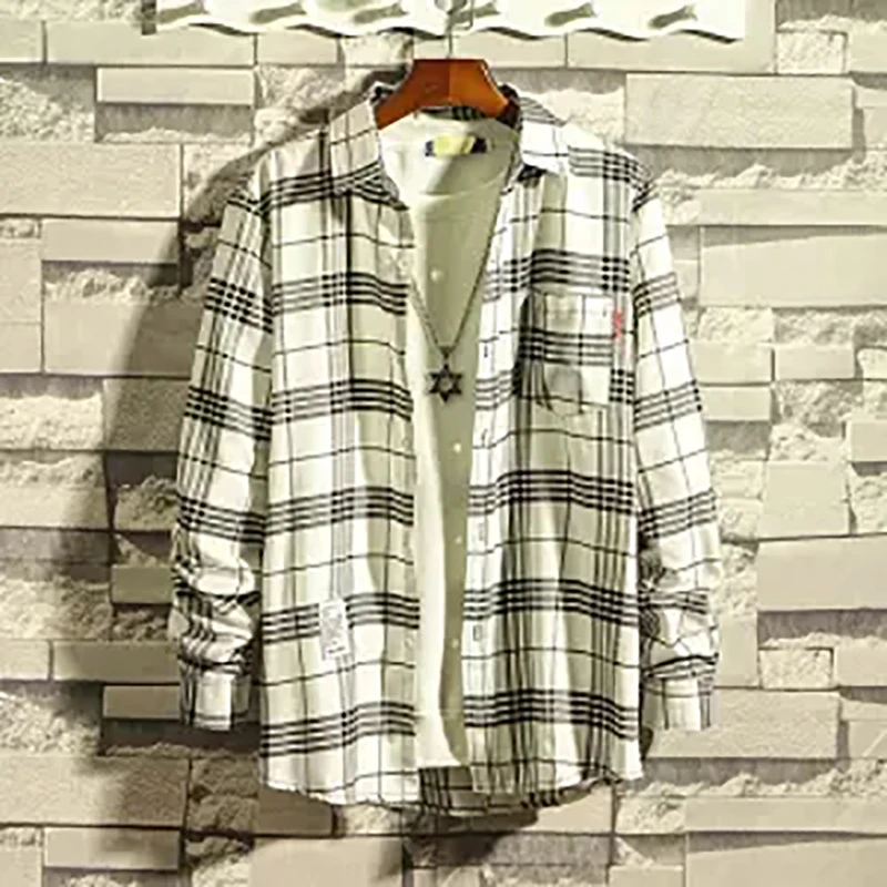 Повседневная мужская рубашка в клетку сезон весна лето фланелевая Мужская для