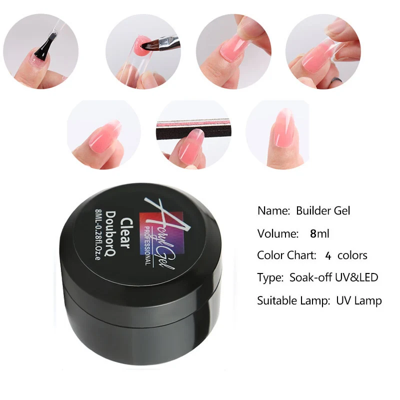 Полигель для наращивания ногтей Full Beauty 8 мл твердый гель СВЕТОДИОДНЫЙ УФ акрил