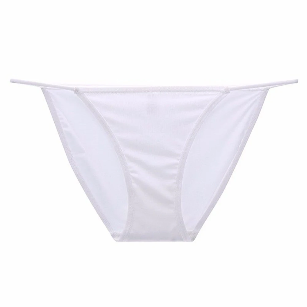 Белый Ice SilkSexy нижнее белье для женщин низкая талия дышащие мягкие трусы, одноцветные бесшовные стринги трусы Бесшовные новое поступление - Цвет: Белый