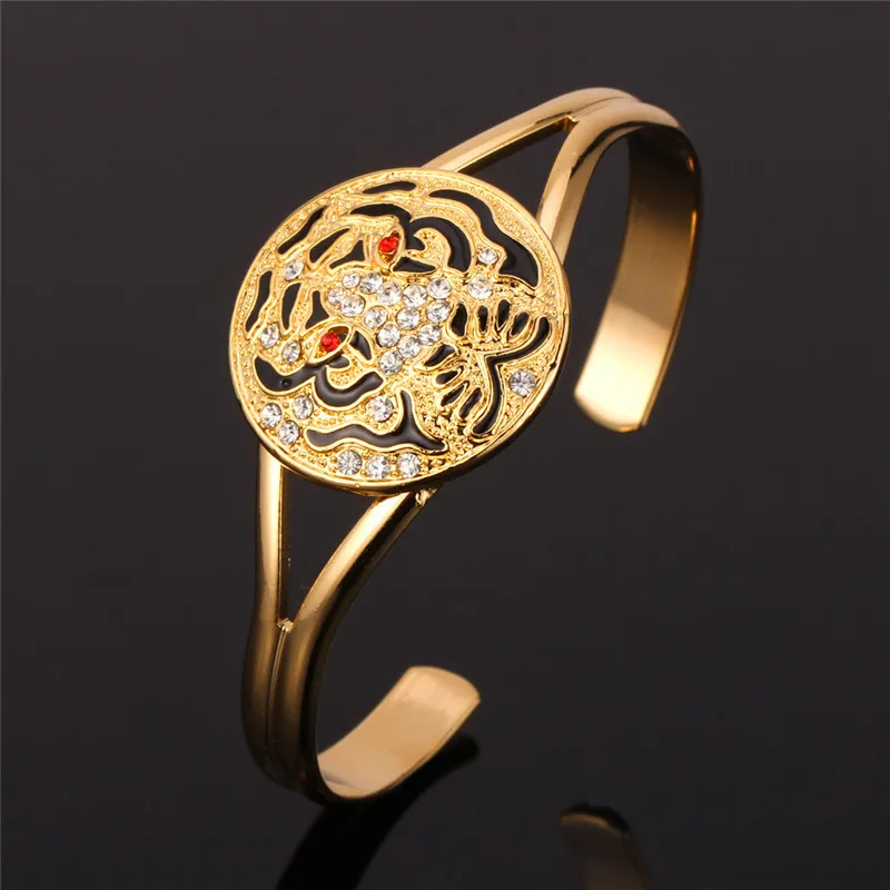 Новый модный браслет винтажный с головой тигра австрийские браслеты манжеты