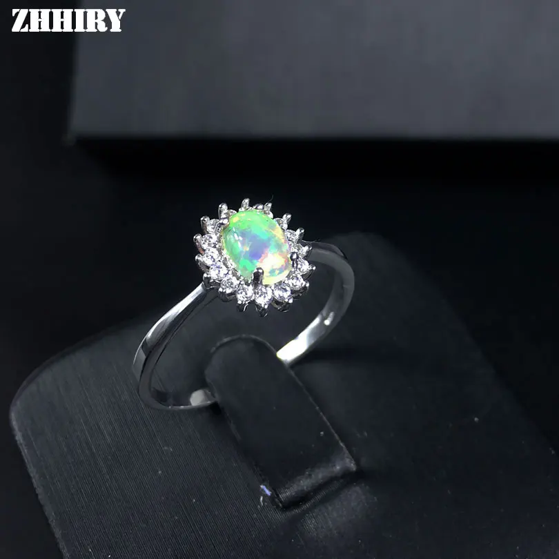 ZHHIRY для женщин из натуральной огненный опал кольцо 925 пробы Серебряные Кольца цвет драгоценный камень ювелирные украшения