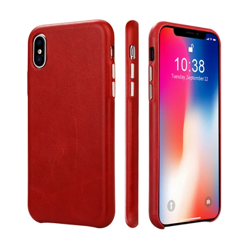 Jisoncase, кожаный чехол для iPhone X, чехол из натуральной кожи, роскошный тонкий противоударный чехол для iPhone X, Капа, купить один, получить два - Цвет: Red