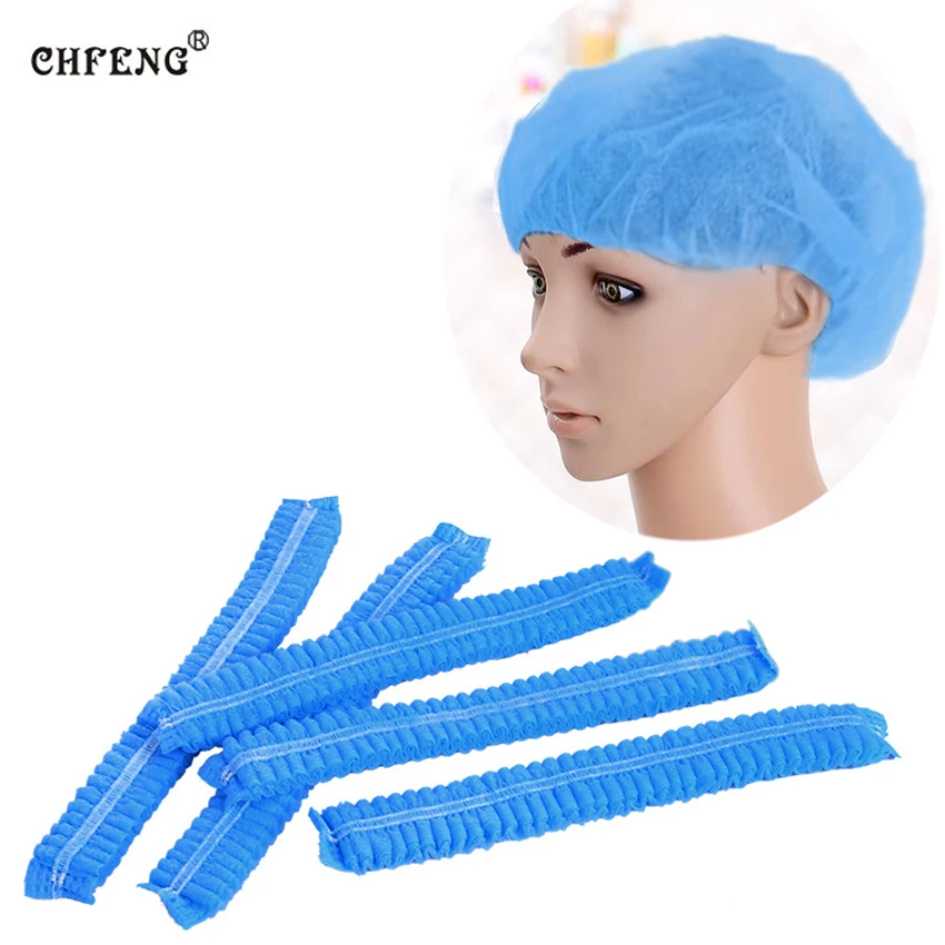 

Tattoo Hair Net Caps 100Pcs Disposable Non-woven Blue Caps Pleated Anti Dust Permanent Makeup Eyebrow Microblading Tattoo Supply