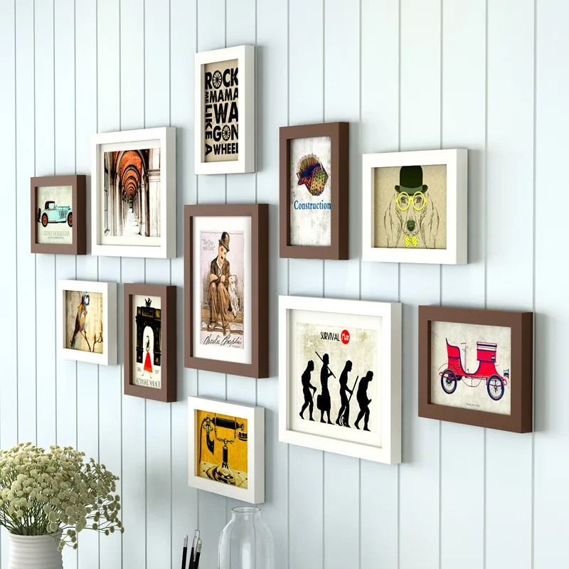 

11 pcs/set Wooden Photo Frame For Stairs Decor Creative DIY Gift Family Wall Pictures Frame Large Size Frames For Pictures Fotos