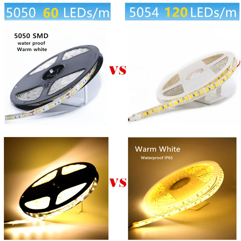 

White/Warm white LED Strip flexible light 2835 5630 5050 60LEDs/m No-waterproof/IP65 Waterproof 5054 120LEDs/m 1m 2m 3m 4m 5m