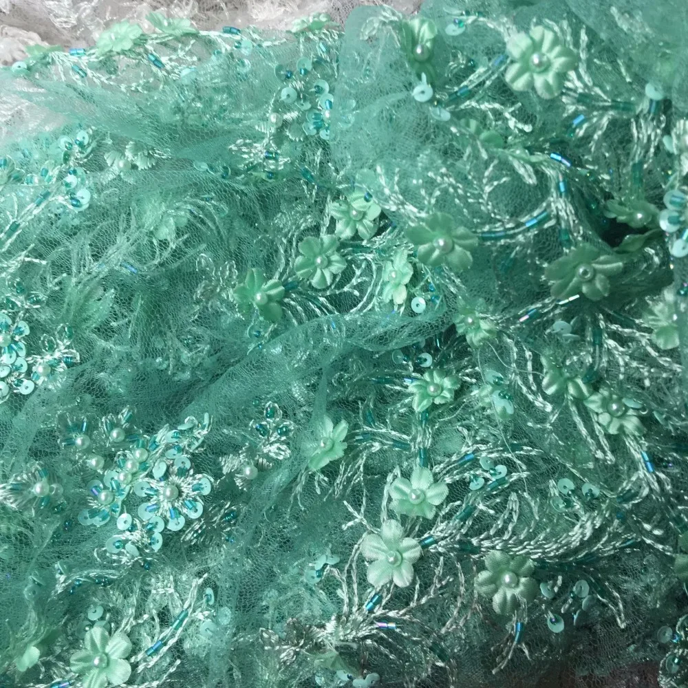 2018 high quality 3D flower African lace fabrics for wedding dress net fabric Nigerian french tulle | Дом и сад