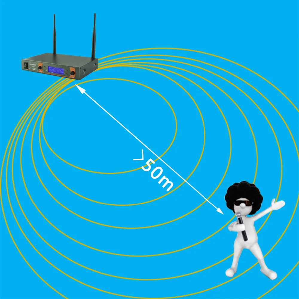 Портативный беспроводной микрофон Freeboss KV-22 VHF 2 динамических капсулы для