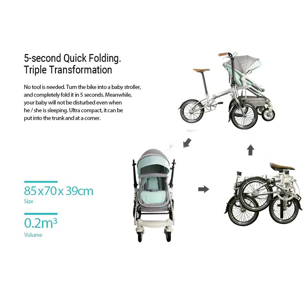 Складной велосипед для отдыха родителей и детей прогулочный Pedicab матери ребенка 2