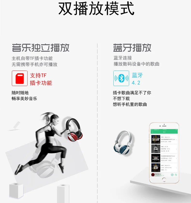 Kappice Bluetooth беспроводные наушники Складная гарнитура с басами и встроенным микрофоном для смартфона