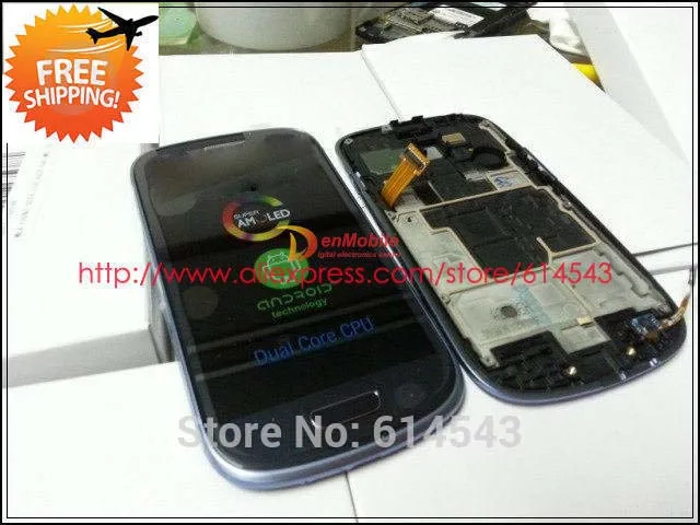 Протестированный ЖК дисплей + дигитайзер сенсорного экрана рамка для Samsung Galaxy S3