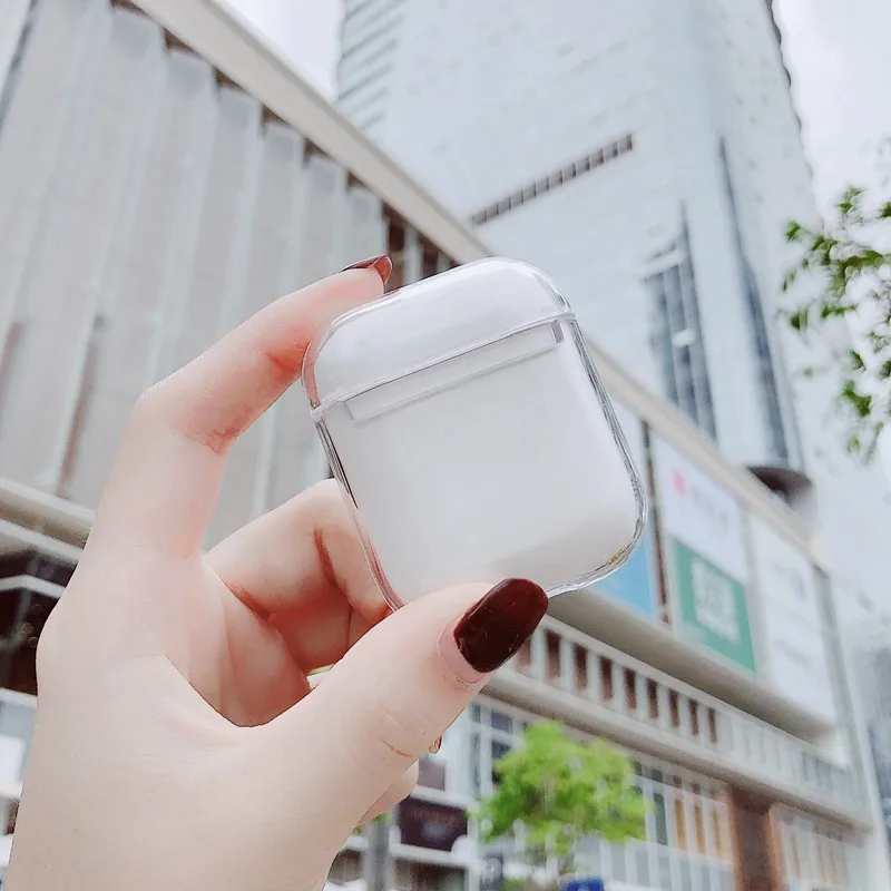 Полный прозрачный мягкий ТПУ чехол для наушников Airpods тонкий прозрачный жесткий PC защитный чехол для наушников для Airpods 2 зарядная коробка