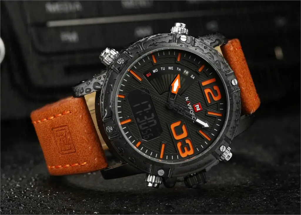 Топ люксовый бренд NAVIFORCE мужские спортивные часы водонепроницаемые кварцевые часы мужские модные кожаные Наручные часы Relogio Masculino