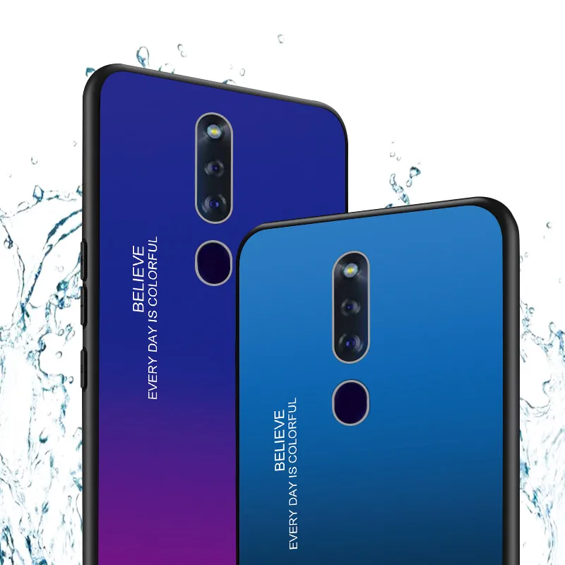 Чехол для телефона с градиентным закаленным стеклом OPPO R17 F11 K1 R15X R19 Reno 10X zoom Realme 3 Pro