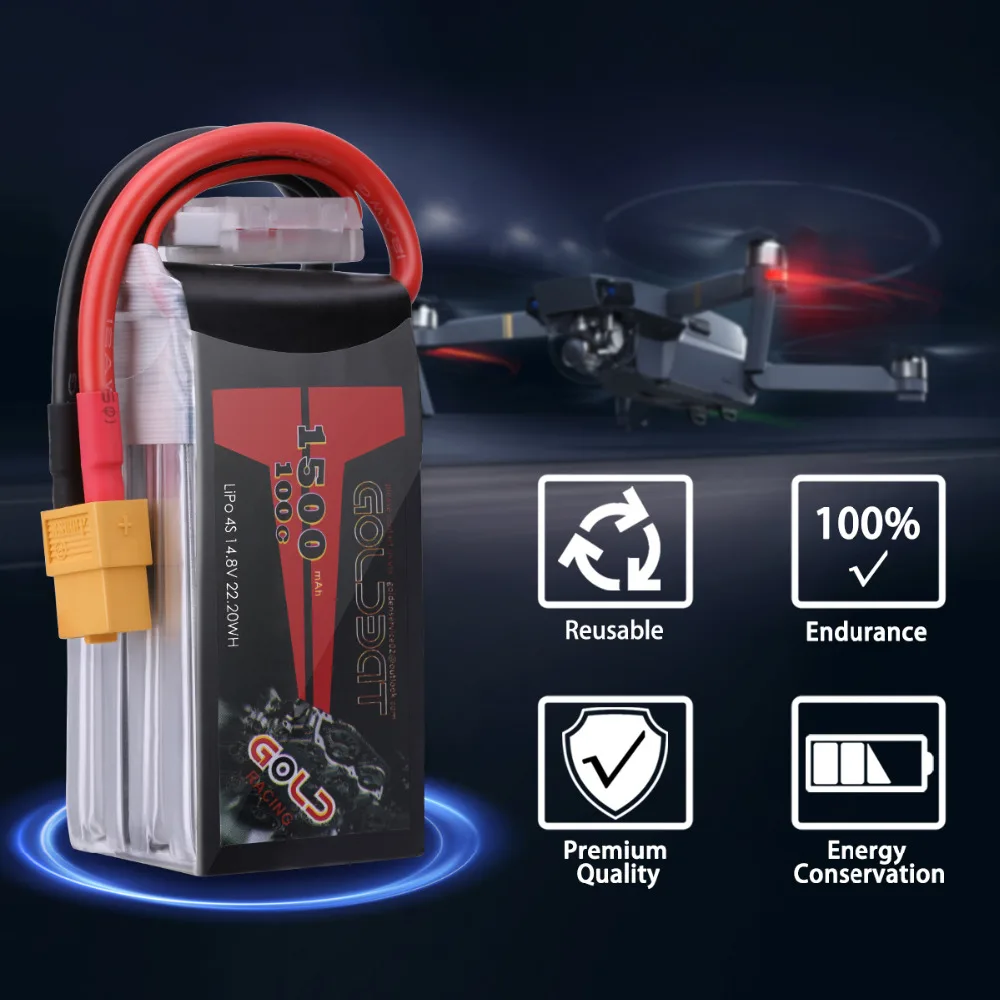 2 шт. Lipo аккумулятор GOLDBAT 14 8 в 1500 мА/ч с разъемом XT60 для FPV RC автомобиля грузовика
