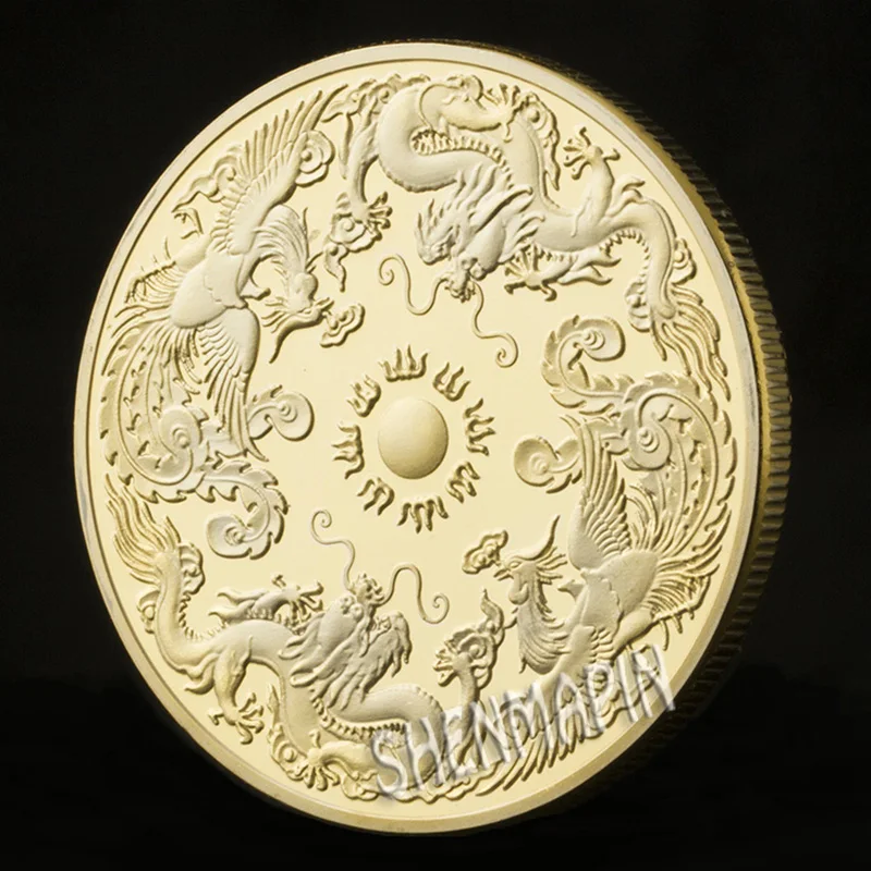 Китайские сокровища Longfeng Chengxiang памятная монета Зодиак монеты с животными коллекционные вещи китайская культура искусство дракон феникс монета