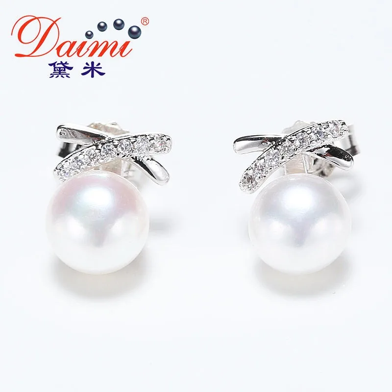 Серебряные жемчужные серьги DAIMI модные стильные из натурального