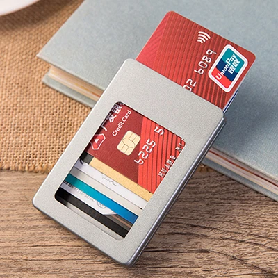 BISI GORO модный креативный алюминиевый кошелек Тонкий металлический Анти rfid твердый порта тарджеты минималистичный Новое поступление держатель для карт - Цвет: Gray