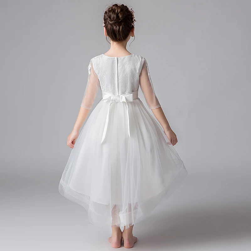 

IYEAL New Fashion Flower Girls Lace Tulle Trumpet First Communion Dresses Children Girl Lace Half Sleeve Wedding Party Dress