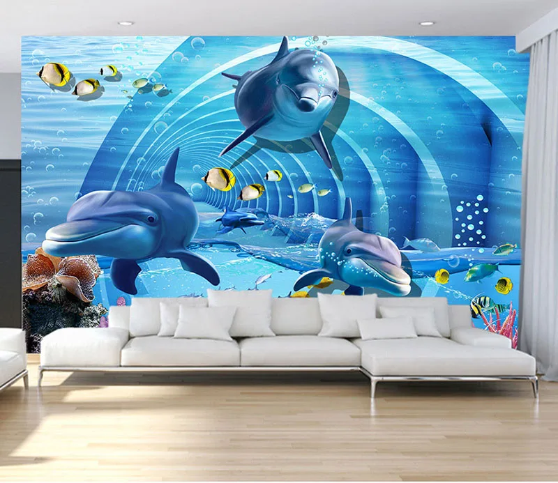 

3D Photo Cartoon Underwater world Wallpaper Wall Murals Shark Living Room TV Sofa Backdrop Paper Home 8d Decor