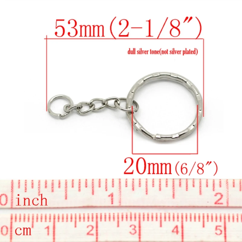 DoreenBeads 30 шт. брелоки и кольца для ключей темно-серебристого цвета аксессуары 53 мм