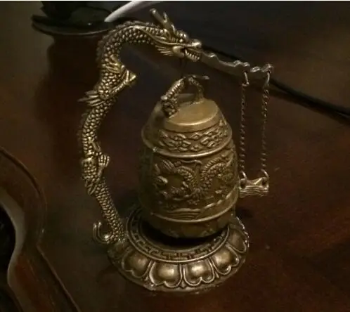 YM 304 Cloche bouddhiste en bronze de chant dragon du Thibet | Дом и сад