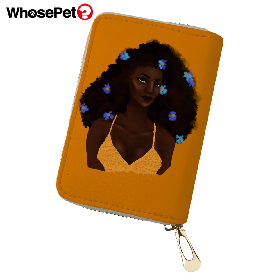 WHOSEPET Travel Wallet Case Coin Purse African Girls Prints Women PU Leather ID Card Cover Mini Business Holder for Ladies | Багаж и сумки