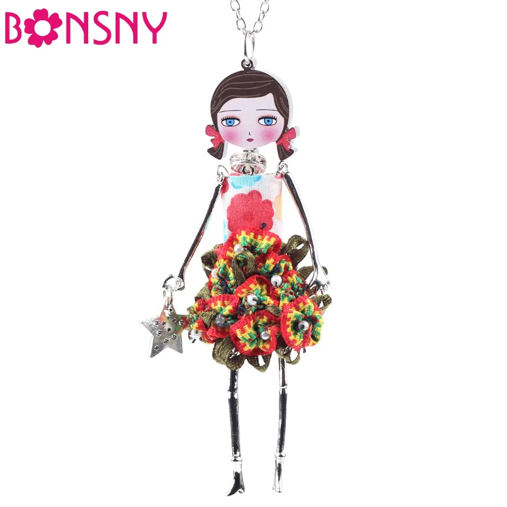Bonsny французская кукла ожерелье платье новинка 2015 длинная цепочка подвеска