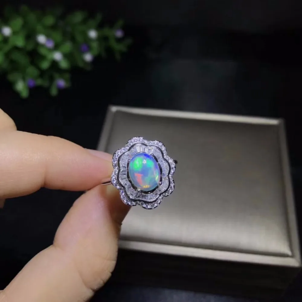 Uloveido натуральное ослепительное огненное Опаловое кольцо Стерлинговое Серебро 925