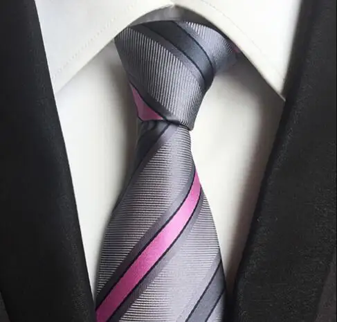 

2017 Classic Design Tie 8cm Fashion Business Gray Stripe Neckties High Quality Gentlemen Woven Gravatas