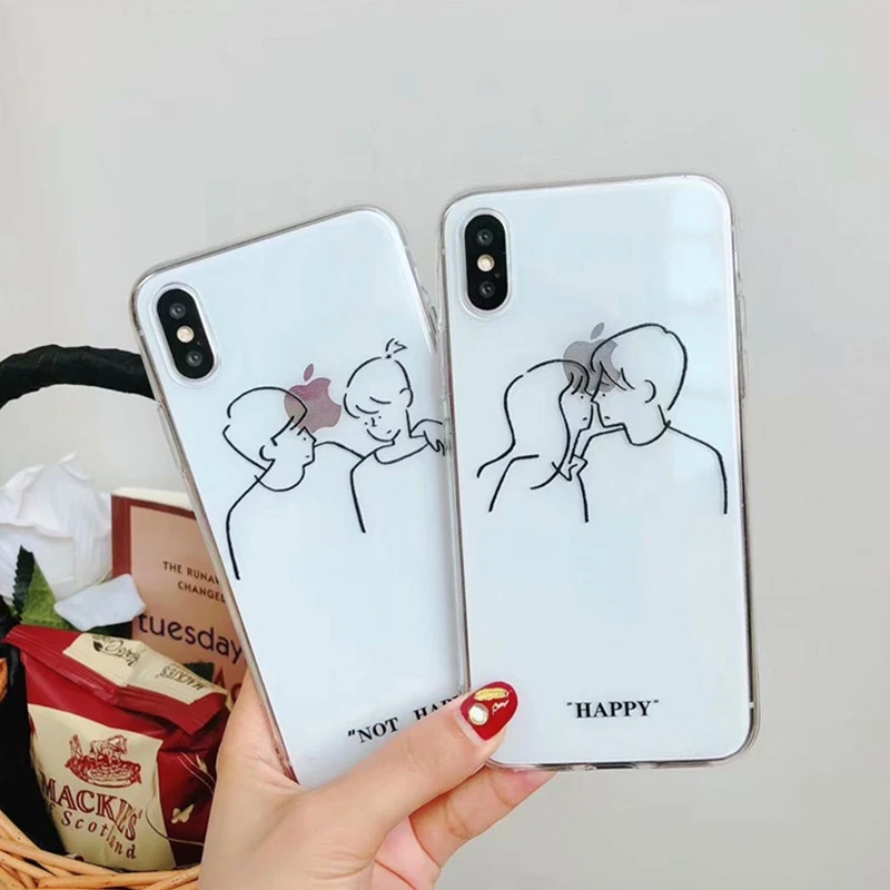 GlamPhone чехол, прозрачная пара, мультяшный, для мальчика и девочки, чехол для телефона, для iphone X, чехол для iphone 6, 6 S, 7, 8 Plus, Ультратонкий чехол