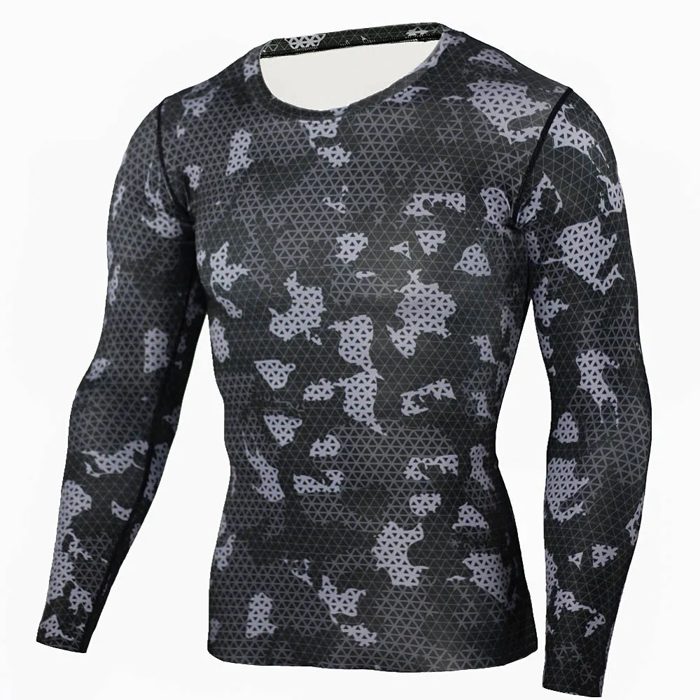 shirt Компрессионный комплект мужские камуфляжные спортивные Леггинсы мужские rashgarda mma с длинными рукавами футболка muscle гимнастическая майка Велоспорт спортивный костюм - Цвет: shirt