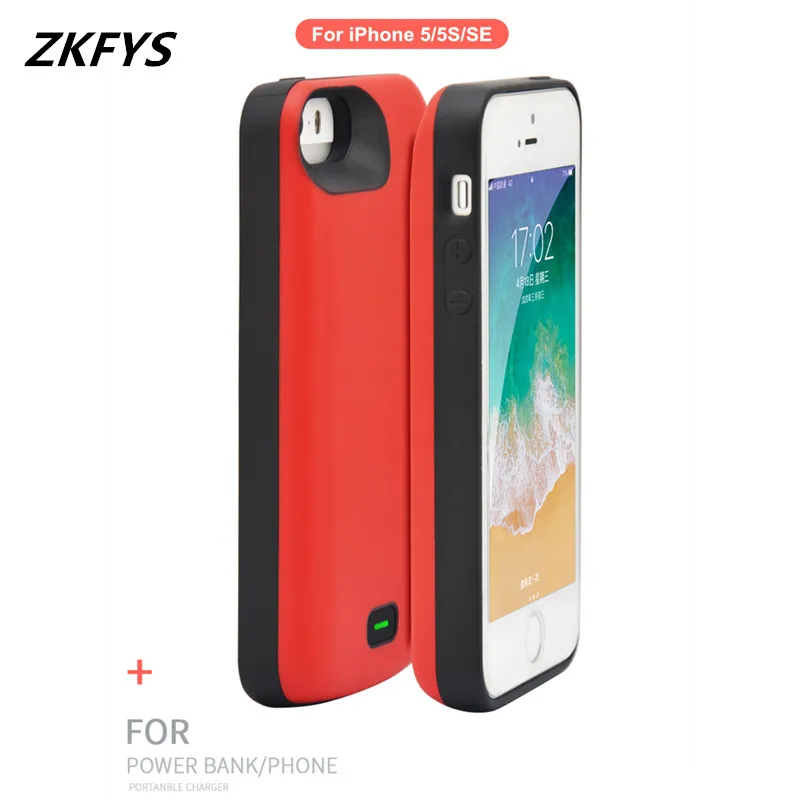 Тонкие Чехлы для зарядки аккумуляторов ZKFYS 4000 мАч iPhone 5 5S SE 2018 чехол аккумулятора
