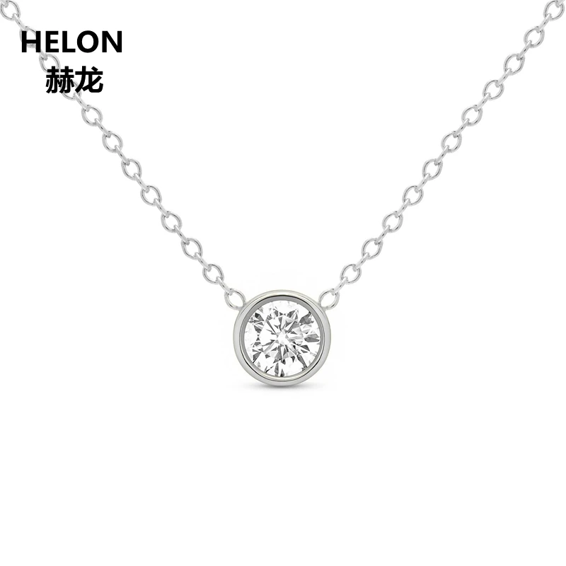 Кулон с муассанитом 2 карата ожерелье из твердого желтого золота 18 К круглые