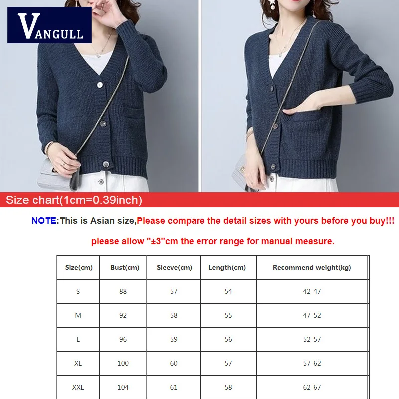

Vangull Women Knitted Sweater 2019 Spring Autumn New Fashion Elegant Cardigans Warm Long Sleeve Solid Female Cardigan Sweater