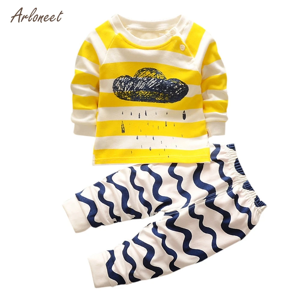 Arloneetkids/Одежда для детей; коллекция года; сезон осень-зима; Одежда для девочек с рисунком облака; комплект из 2 предметов; зимняя одежда для маленьких девочек и мальчиков; комплект одежды