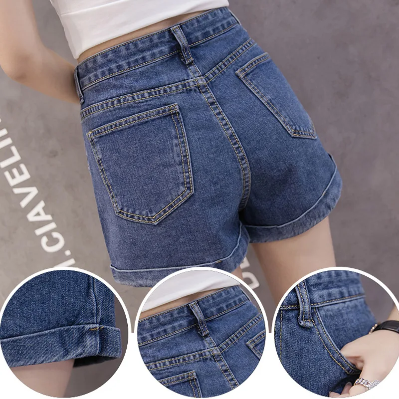 Новинка 2018 модные женские джинсы с высокой талией летние джинсовые шорты белые