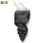 Бразильские натуральные волосы BAISI, свободные волнистые швейцарские кружевные застежки, свободные средние части с детскими волосами