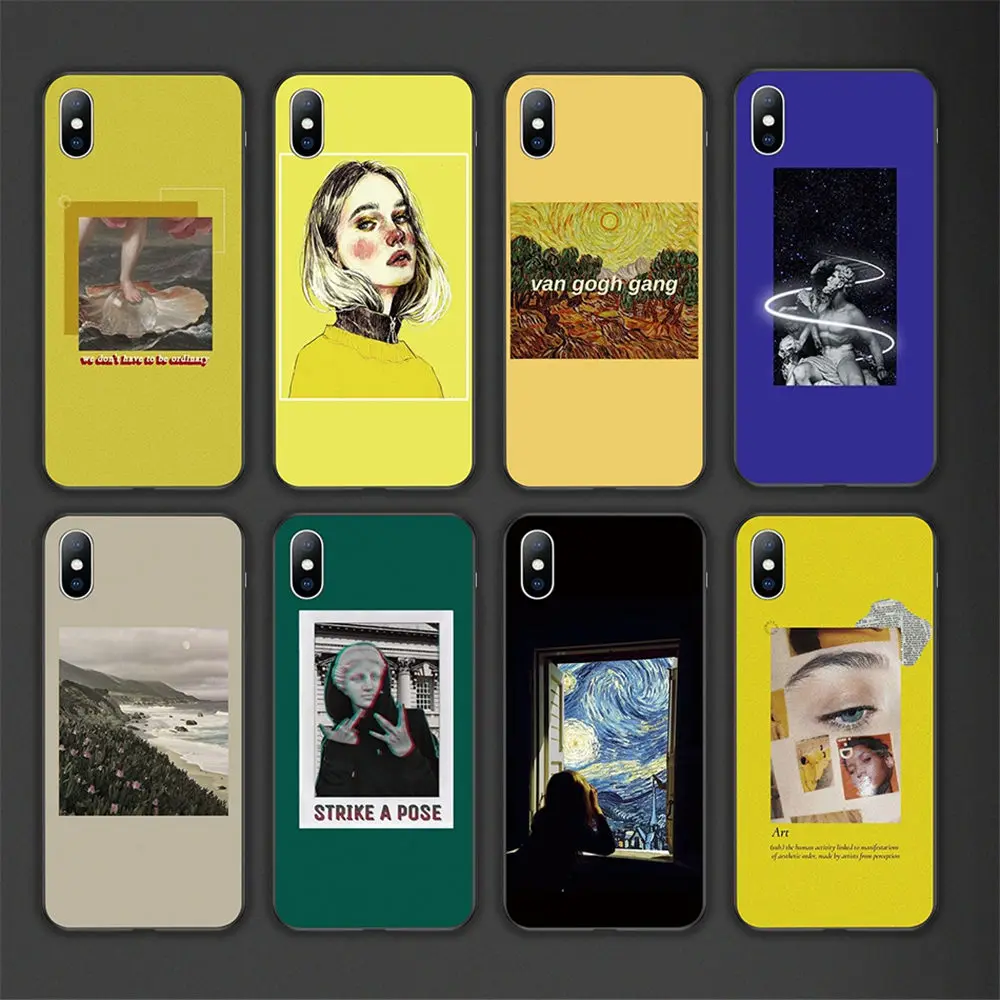 Ottwn абстрактное искусство картины Чехол для телефона для iPhone X 6 6S 7 8 Plus XR XS Max 5 5S SE силиконовый мягкий чехол s звездное небо задняя крышка