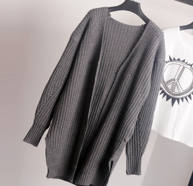 Зима Осень 2015 мода женщины белый тонкий вязаный свитер Теплый верхняя одежда с