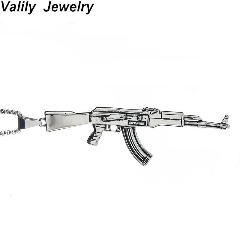 EdgLifU мужское ожерелье с пистолетом Горячая игра JS крест оружие огня AK47 кулон из