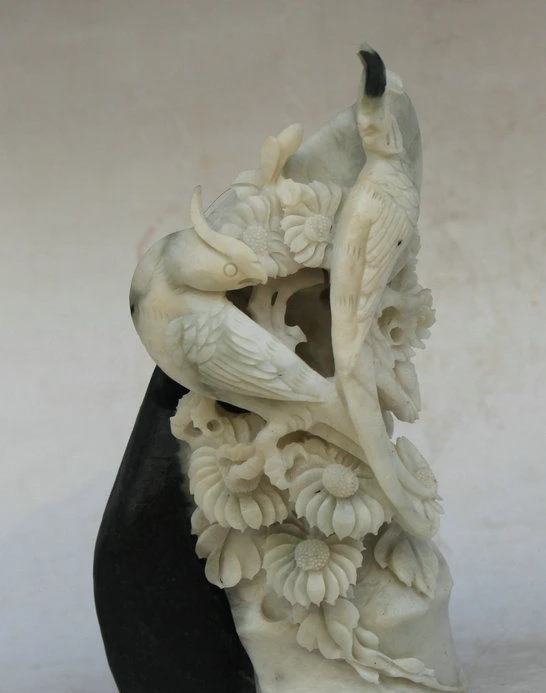 7 &quotКитайская Скульптура Из Натурального нефрита Du Shan двойная статуя цветка