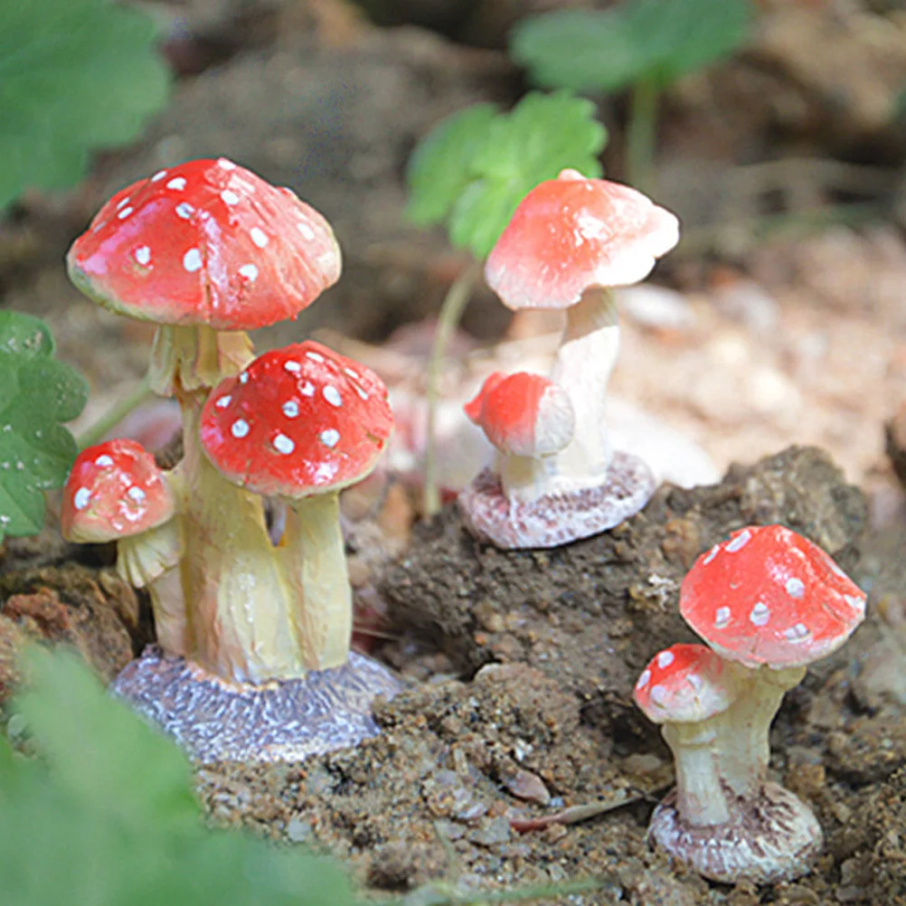 3 Heads Red Mushroom Toadstool Miniature Fairy Garden Miniatures Figurine Dollhouse Decor Home Decoration Accessories | Дом и сад