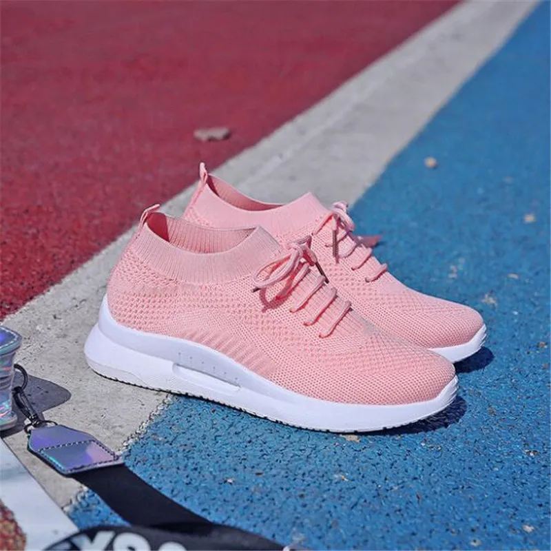 Женские кроссовки с сеточкой DIWEINI легкие розовые на каждый день теннисные туфли
