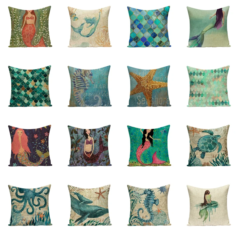 Декоративные подушки для диванов в морском стиле русалки Прямая поставка